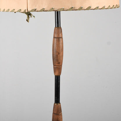 Lampada piantana da terra art deco stile Stilnovo paralume in carta pergamena con imbarcazioni dipinte