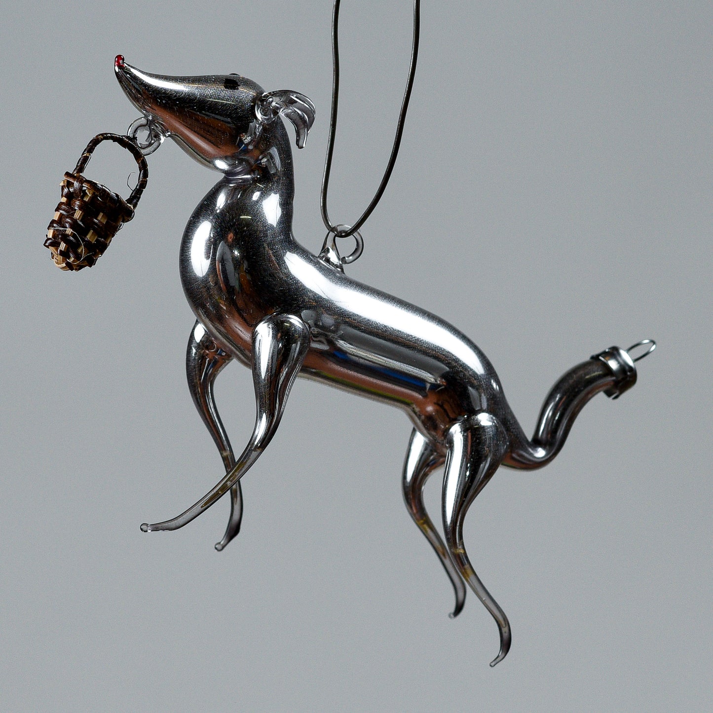 Pallina Di Natale Cane Con Cestino Levriero Germania Liberty