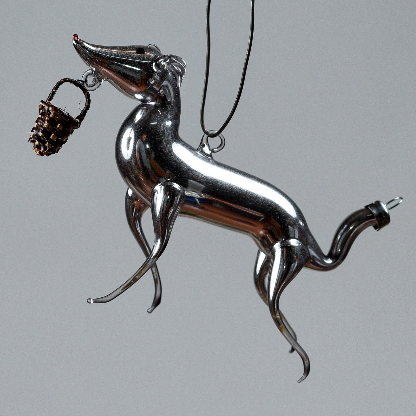 Pallina Di Natale Cane Con Cestino Levriero Germania Liberty