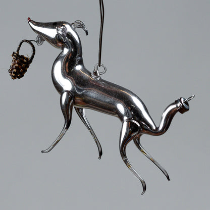 Pallina Di Natale Cane Con Cestino Levriero Germania Liberty