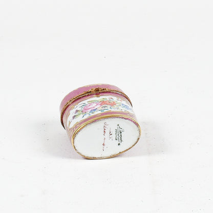 Scatolino Limoges Francia decorata a mano in porcellana inizio XX secolo