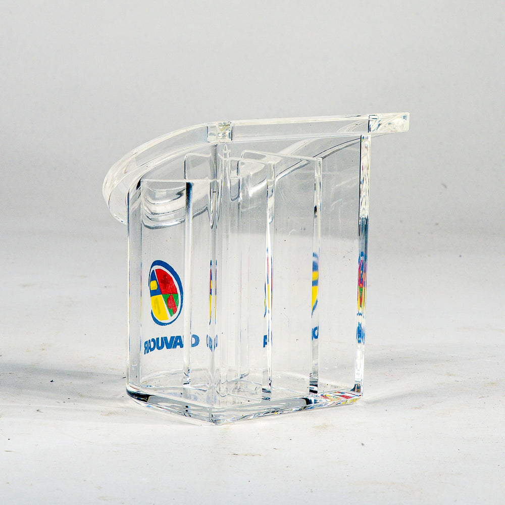 Porta penne in plexiglass della dita Guzzini design B. Gecchelin art 1012.00 con scatola originale 1990