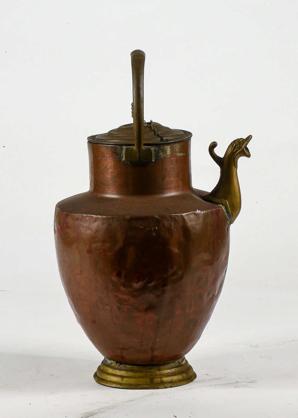 Anfora brocca in rame con beccuccio in ottone  Italia  1800