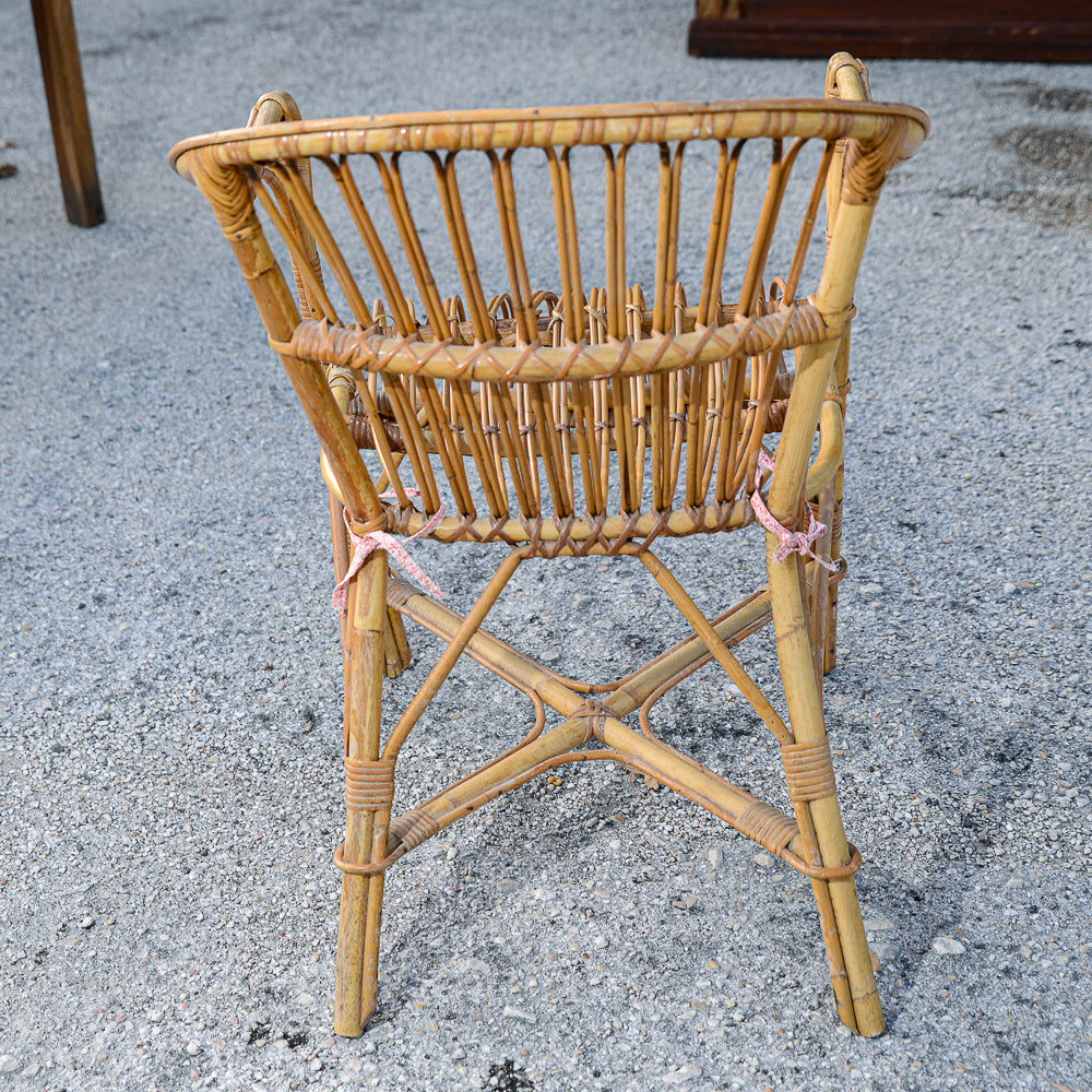 Sedia  poltroncina in bamboo con braccioli  Italia 1970