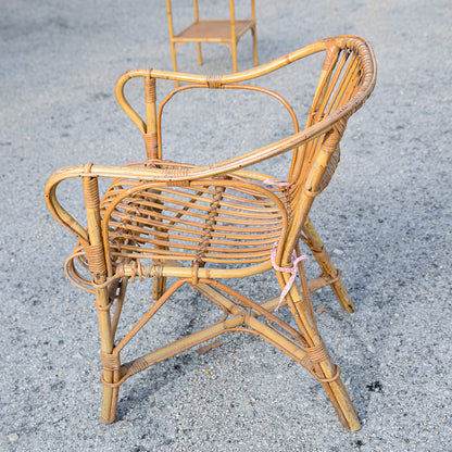 Sedia  poltroncina in bamboo con braccioli  Italia 1970