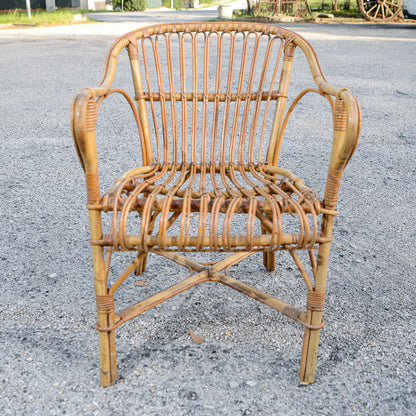 Sedia  poltroncina in bamboo con braccioli  Italia 1970