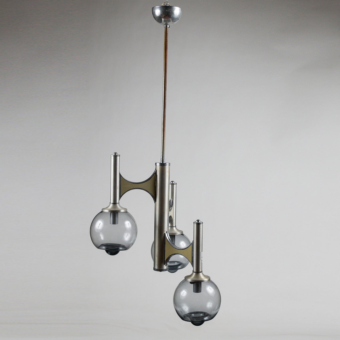 Lampadario a tre luci in stile Mazzega modello space age