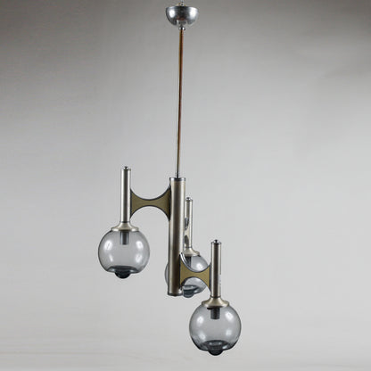 Lampadario a tre luci in stile Mazzega modello space age