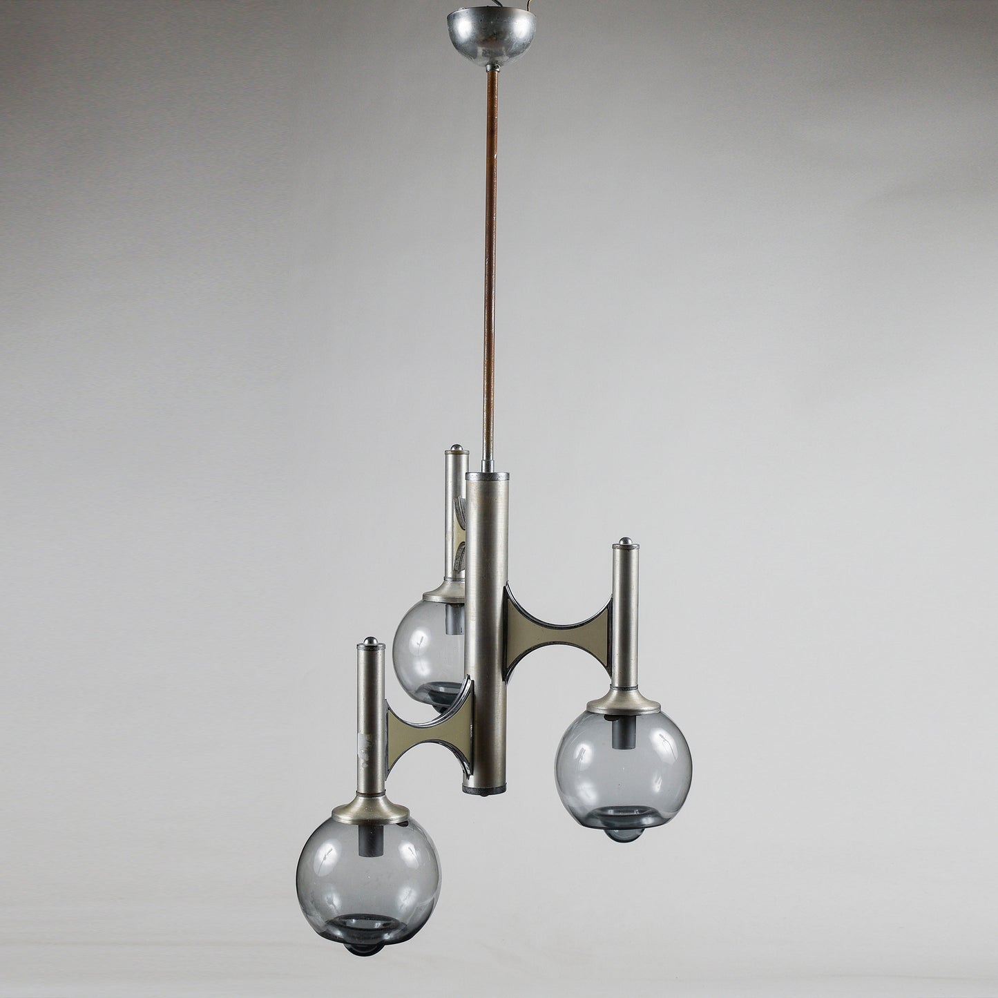 Lampadario a tre luci in stile Mazzega modello space age