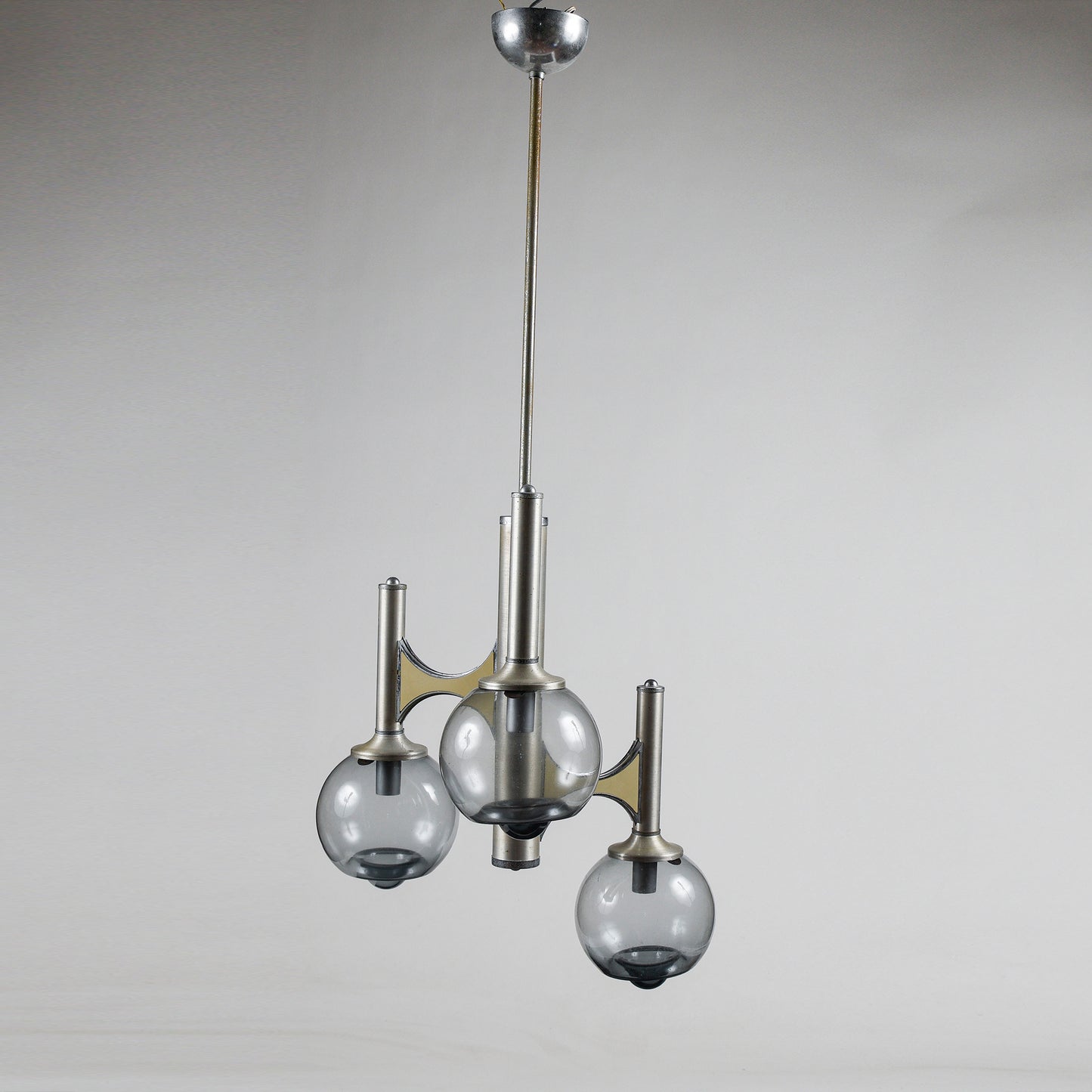 Lampadario a tre luci in stile Mazzega modello space age