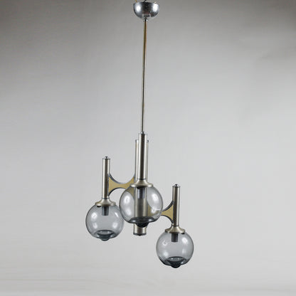 Lampadario a tre luci in stile Mazzega modello space age