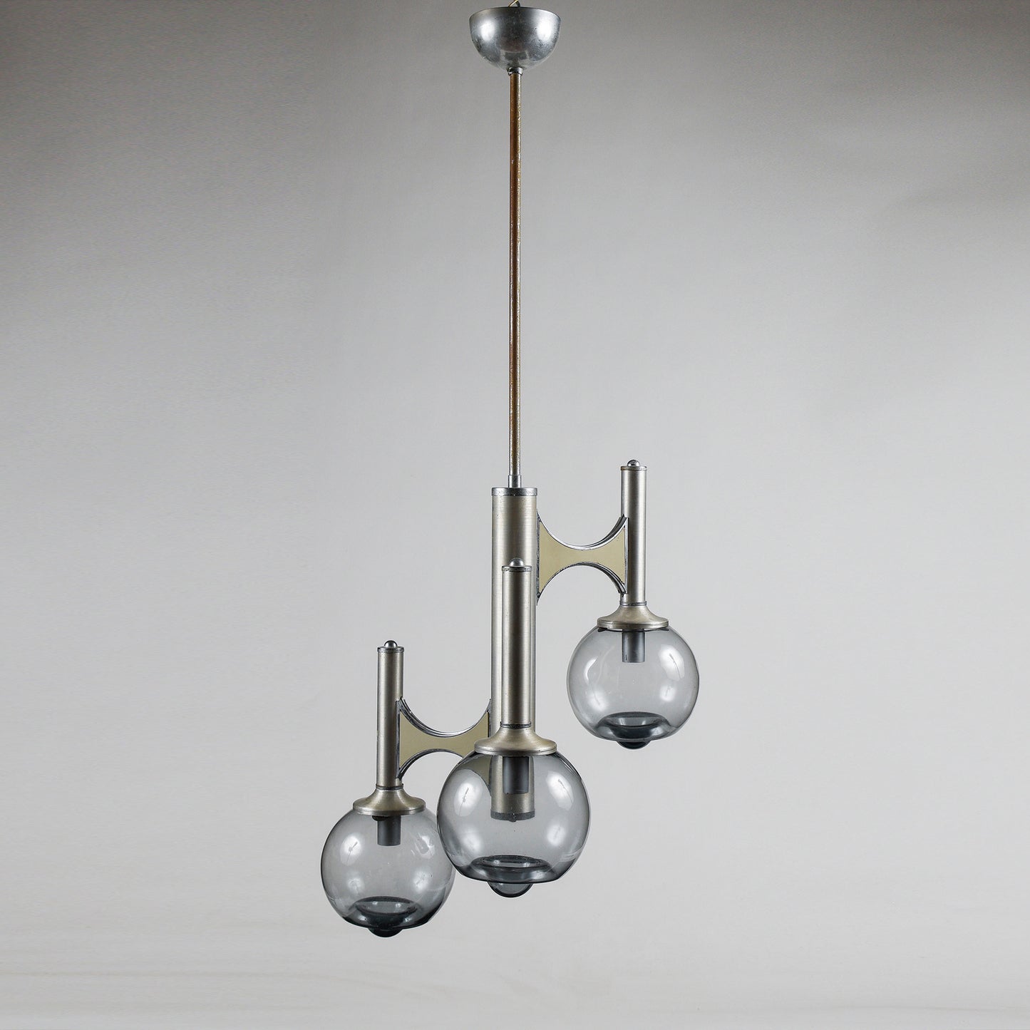 Lampadario a tre luci in stile Mazzega modello space age
