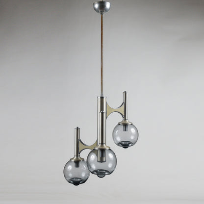 Lampadario a tre luci in stile Mazzega modello space age