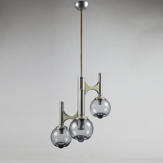Lampadario a tre luci in stile Mazzega modello space age