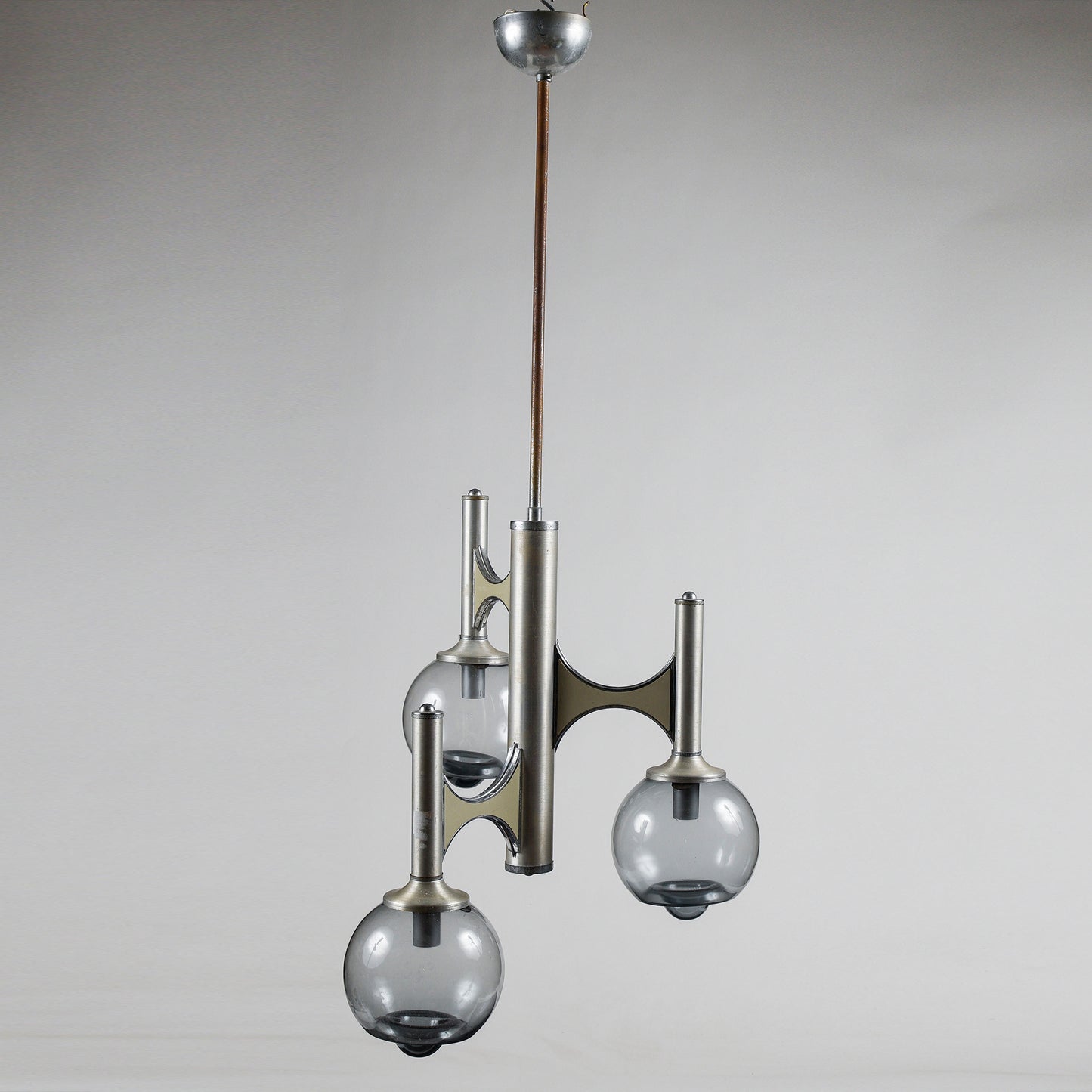 Lampadario a tre luci in stile Mazzega modello space age