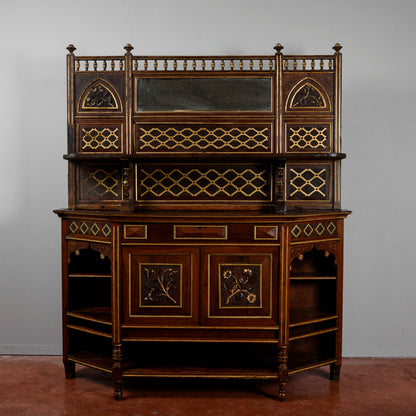 Credenza con alzata piattaia intagliata  epoca Liberty