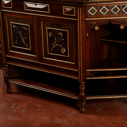 Credenza con alzata piattaia intagliata  epoca Liberty