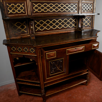 Credenza con alzata piattaia intagliata  epoca Liberty