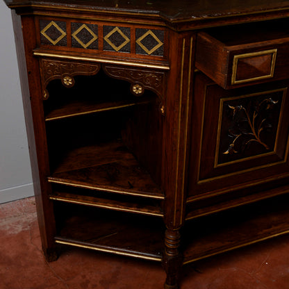 Credenza con alzata piattaia intagliata  epoca Liberty