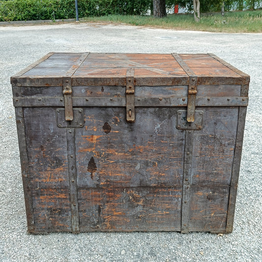 Baule legno in abete massello epoca primo 900