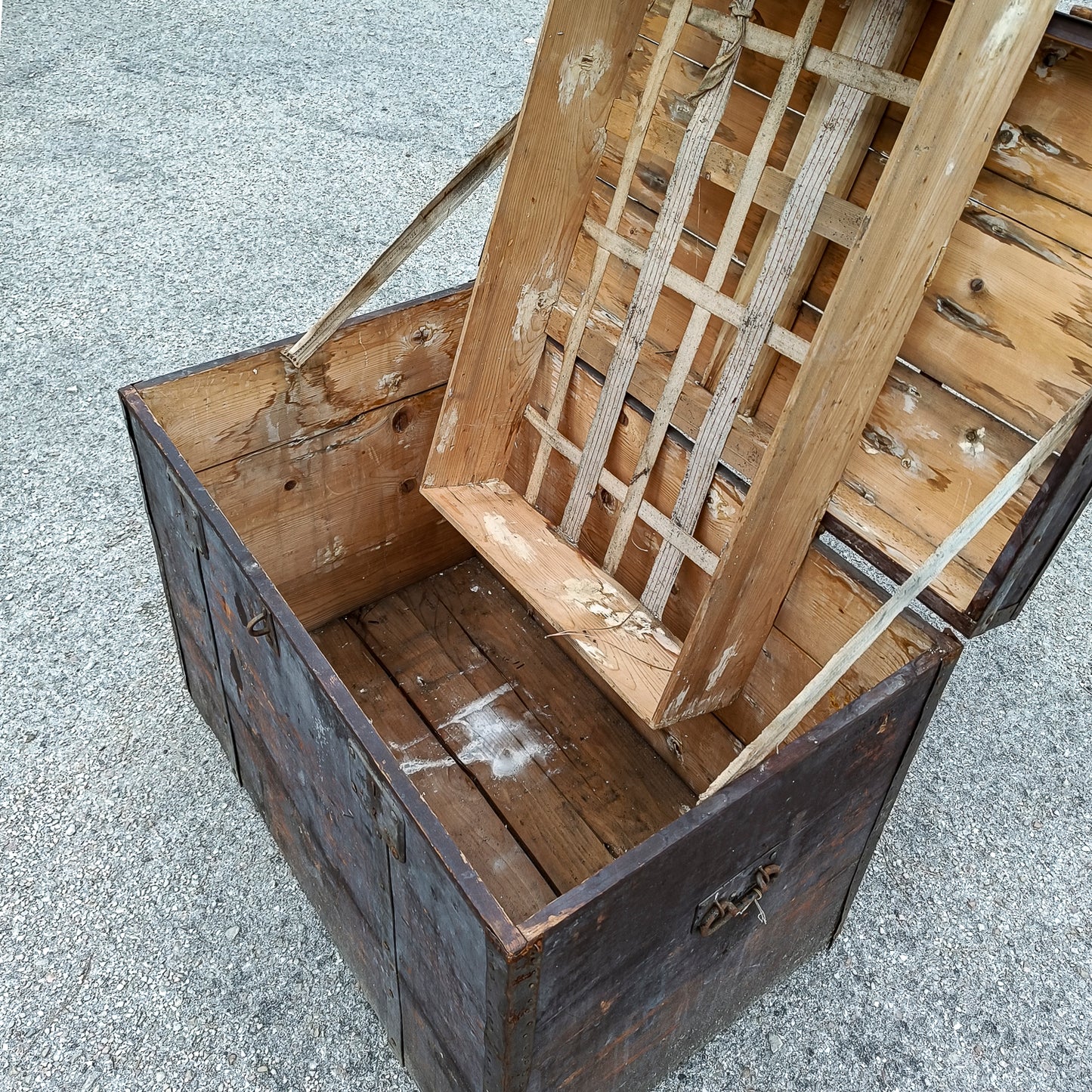 Baule legno in abete massello epoca primo 900