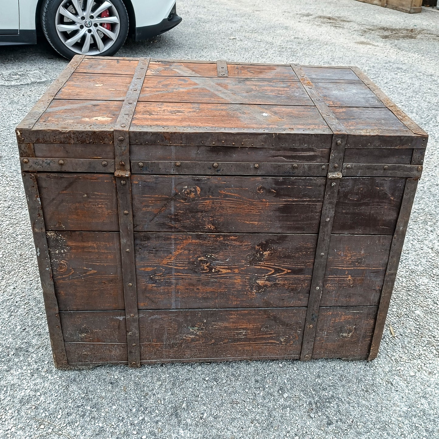 Baule legno in abete massello epoca primo 900