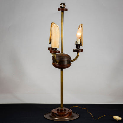 lampada da tavolo da appoggio con ventolie funzionante stile deco