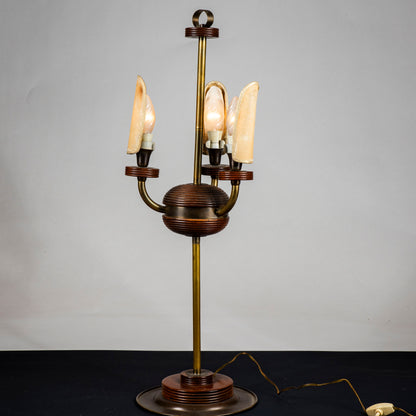 lampada da tavolo da appoggio con ventolie funzionante stile deco