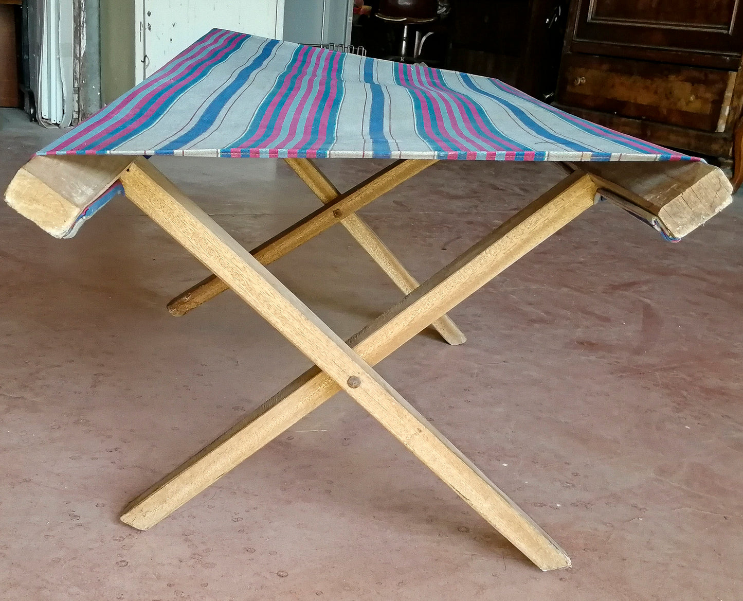 LETTINO BRANDINA DA MARE PER BAMBINI IN TESSUTO A RIGHE ITALIA 1960