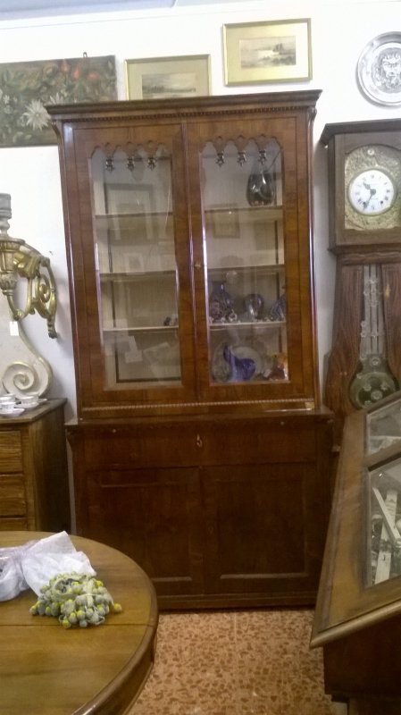 Credenza libreria in noce a due corpi Italia epoca 1800