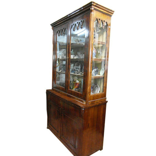Credenza libreria in noce a due corpi Italia epoca 1800