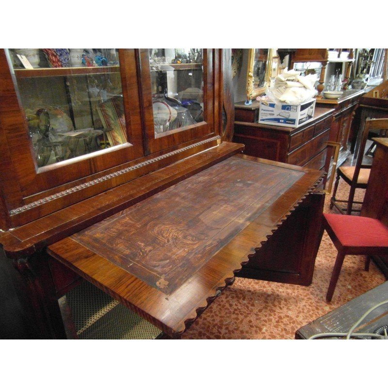 Credenza libreria in noce a due corpi Italia epoca 1800