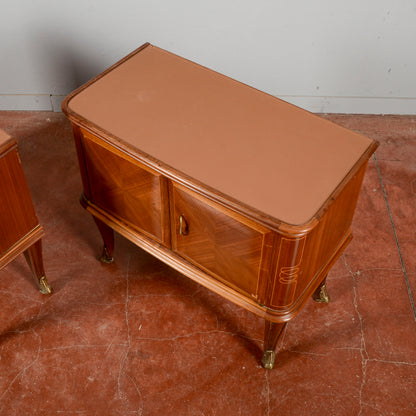 Comodini Piano Vetro Manca Maniglia Stile Paolo Buffa