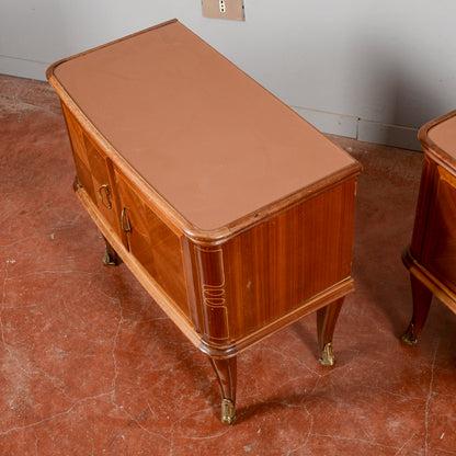 Comodini Piano Vetro Manca Maniglia Stile Paolo Buffa