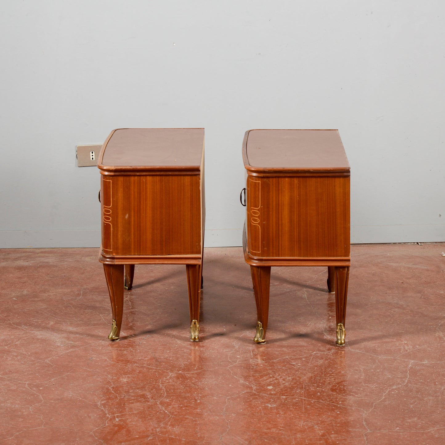 Comodini Piano Vetro Manca Maniglia Stile Paolo Buffa