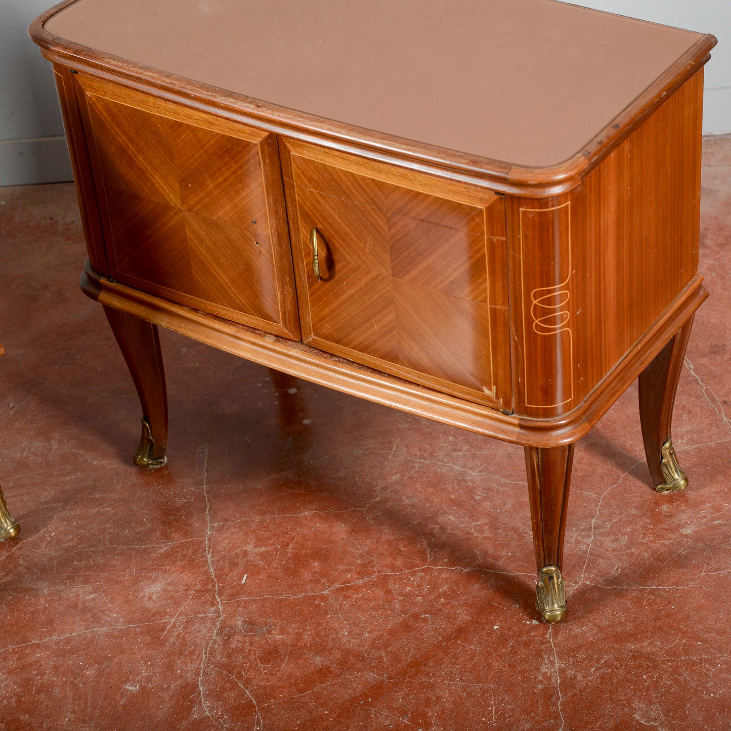 Comodini Piano Vetro Manca Maniglia Stile Paolo Buffa