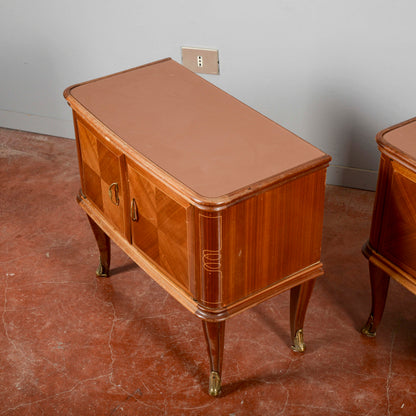 Comodini Piano Vetro Manca Maniglia Stile Paolo Buffa