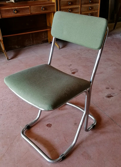 SEDIA IN METALLO SAGOMATO E CROMATO, ITALIA 1970