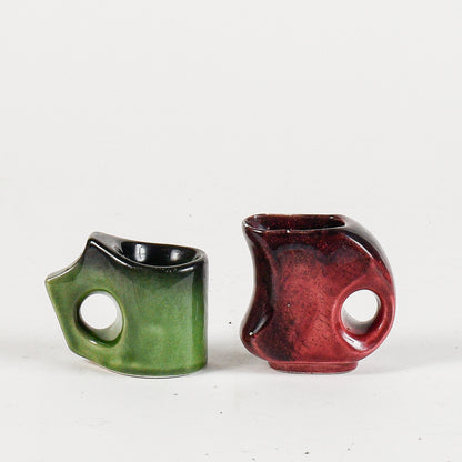 coppia di vasetti 1 verde e uno bordeaux vintage