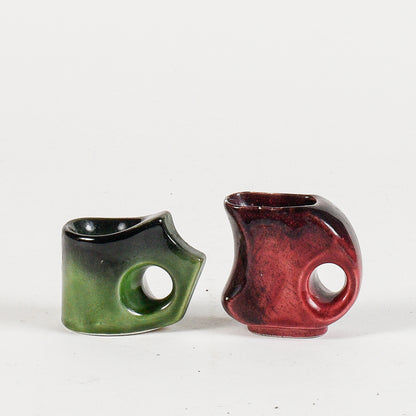 coppia di vasetti 1 verde e uno bordeaux vintage