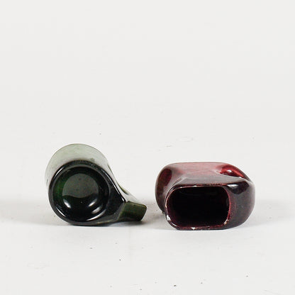 coppia di vasetti 1 verde e uno bordeaux vintage