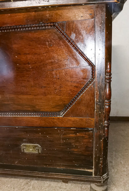 Cassacomò da corredo con un cassetto e piano a  ribalta in noce massello Italia 1860