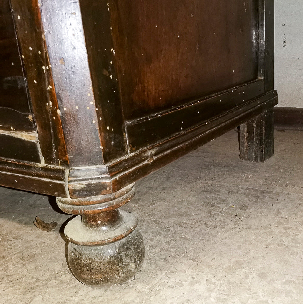 Cassacomò da corredo con un cassetto e piano a  ribalta in noce massello Italia 1860