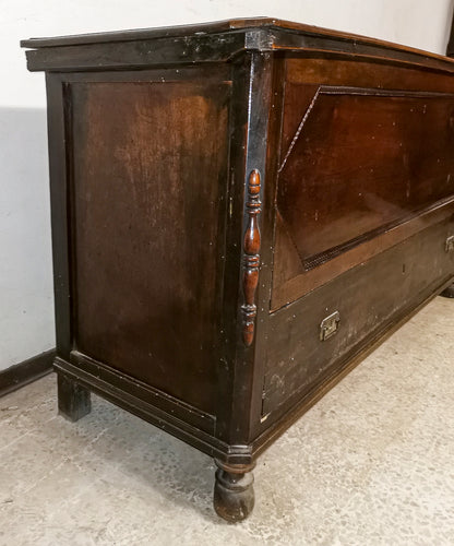 Cassacomò da corredo con un cassetto e piano a  ribalta in noce massello Italia 1860