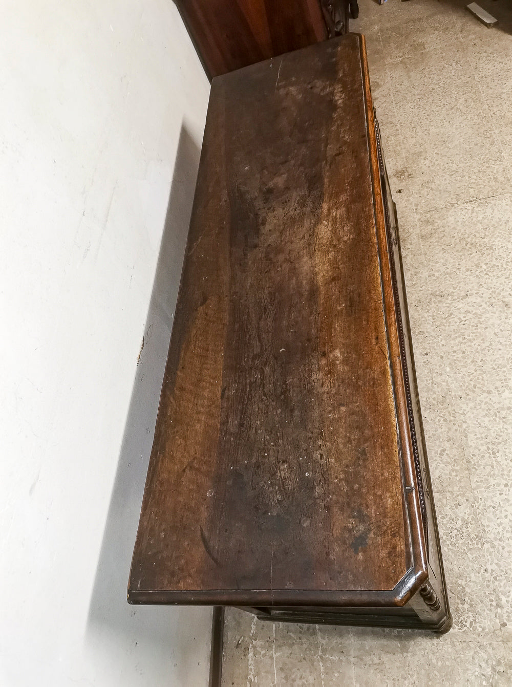 Cassacomò da corredo con un cassetto e piano a  ribalta in noce massello Italia 1860