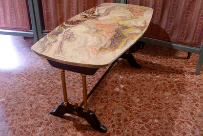 TAVOLINO CON PIANO FINTO MARMO VINTAGE ANNI 60