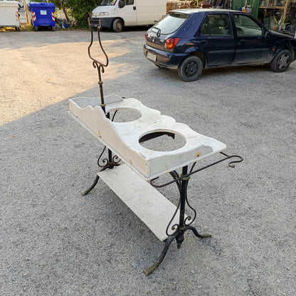 Lavabo doppio in ferro con piano marmo epoca XIX secolo