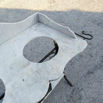 Lavabo doppio in ferro con piano marmo epoca XIX secolo
