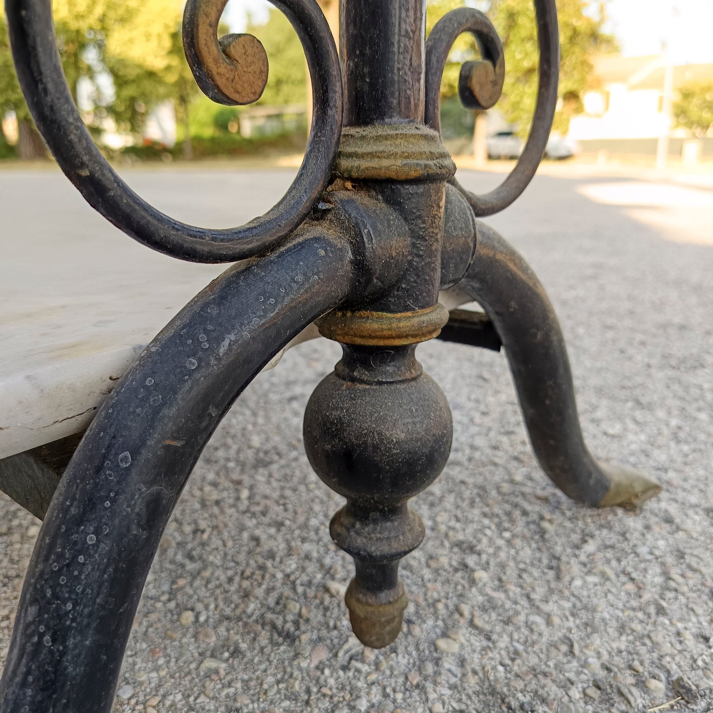 Lavabo doppio in ferro con piano marmo epoca XIX secolo