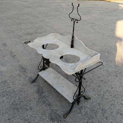 Lavabo doppio in ferro con piano marmo epoca XIX secolo